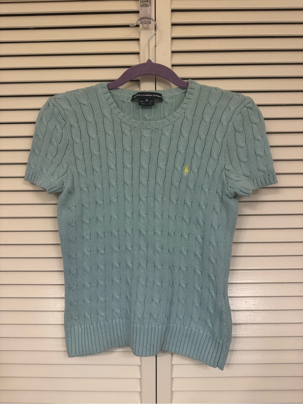 Ralph Lauren Mint Cable Knit Crewneck Sweater